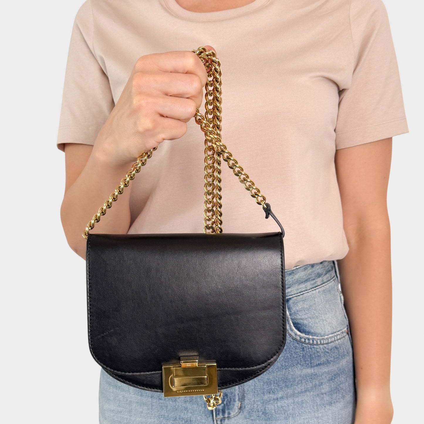 Victoria Beckham Black Half Moon Crossbody Bag