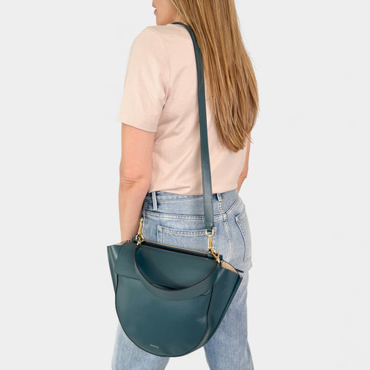 Wandler Teal Leather Medium Hortensia Crossbody Handbag