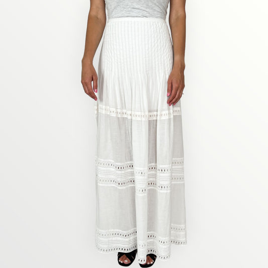 Flannel off White Cotton Maxi Skirt 1 ~ AU8
