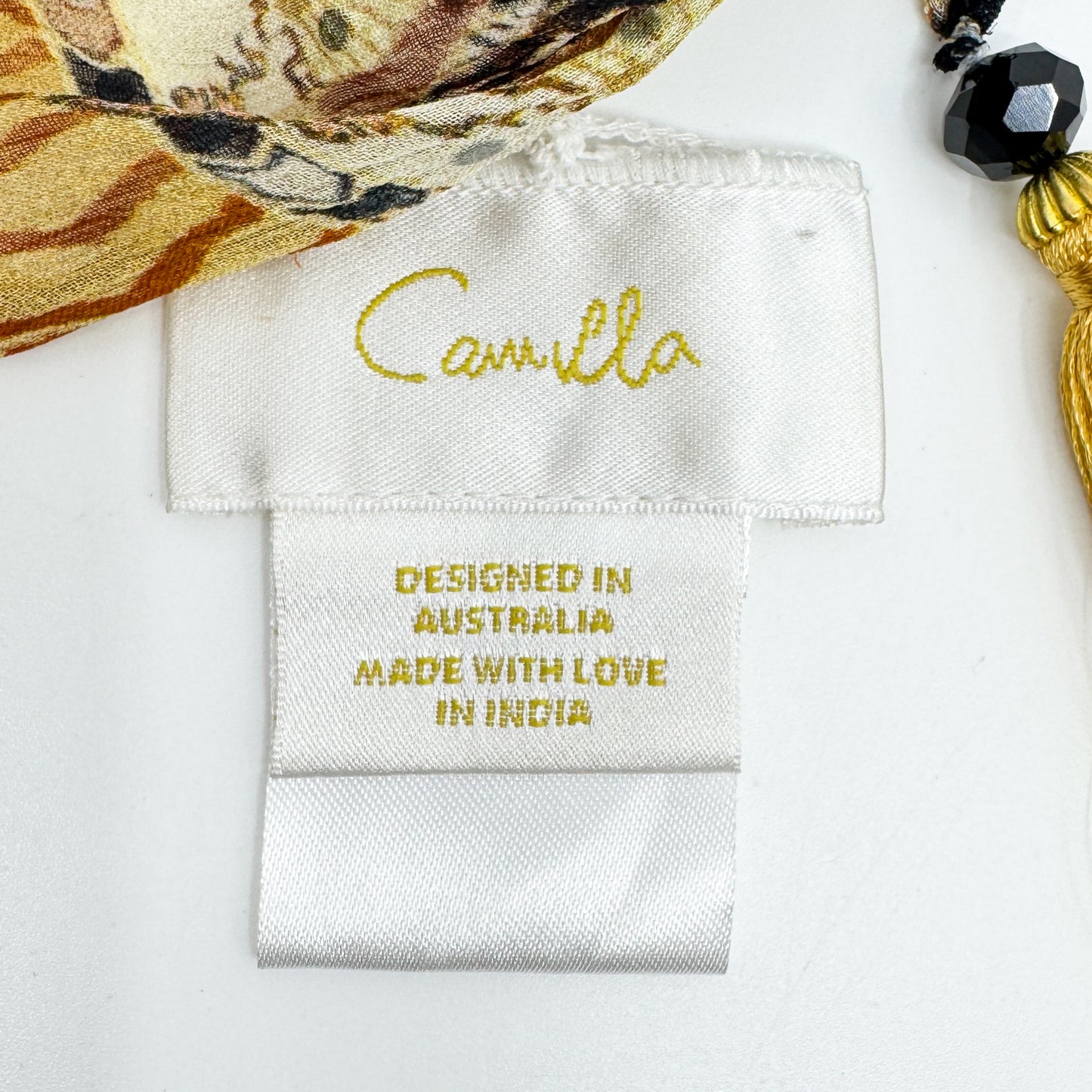 Camilla Yellow & Gold Silk Valley Of The Kings Long Scarf