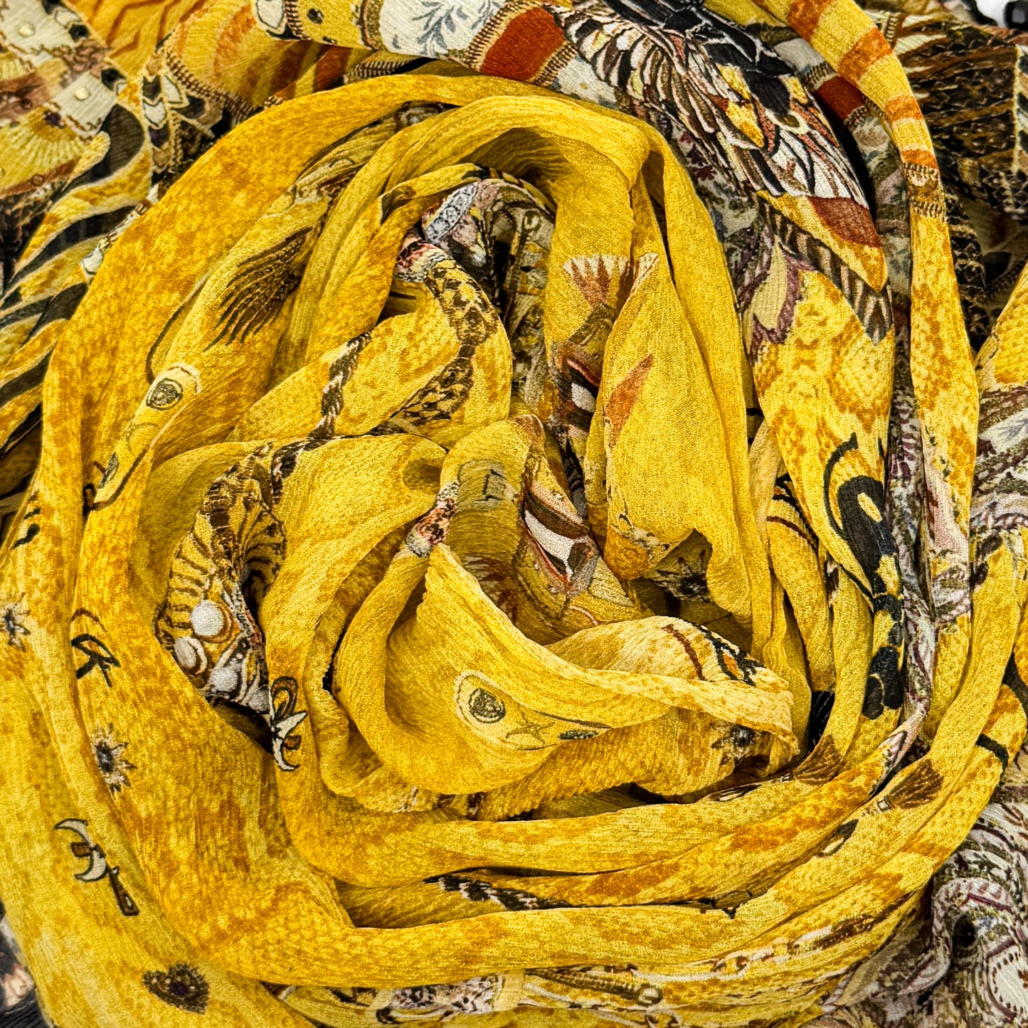 Camilla Yellow & Gold Silk Valley Of The Kings Long Scarf