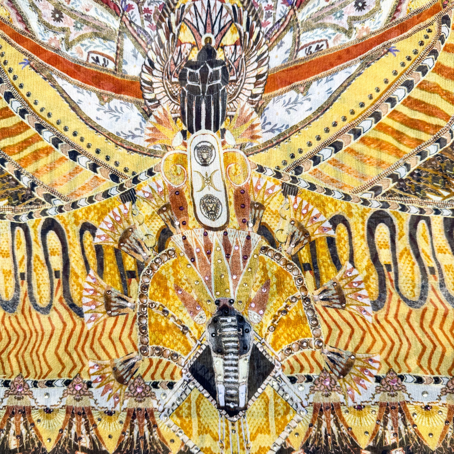 Camilla Yellow & Gold Silk Valley Of The Kings Long Scarf