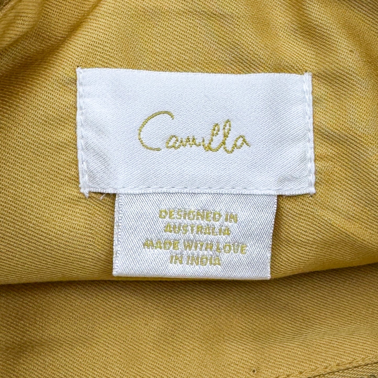 Camilla Valley Of The Kings Yellow Canvas Embellished Clutch Bag