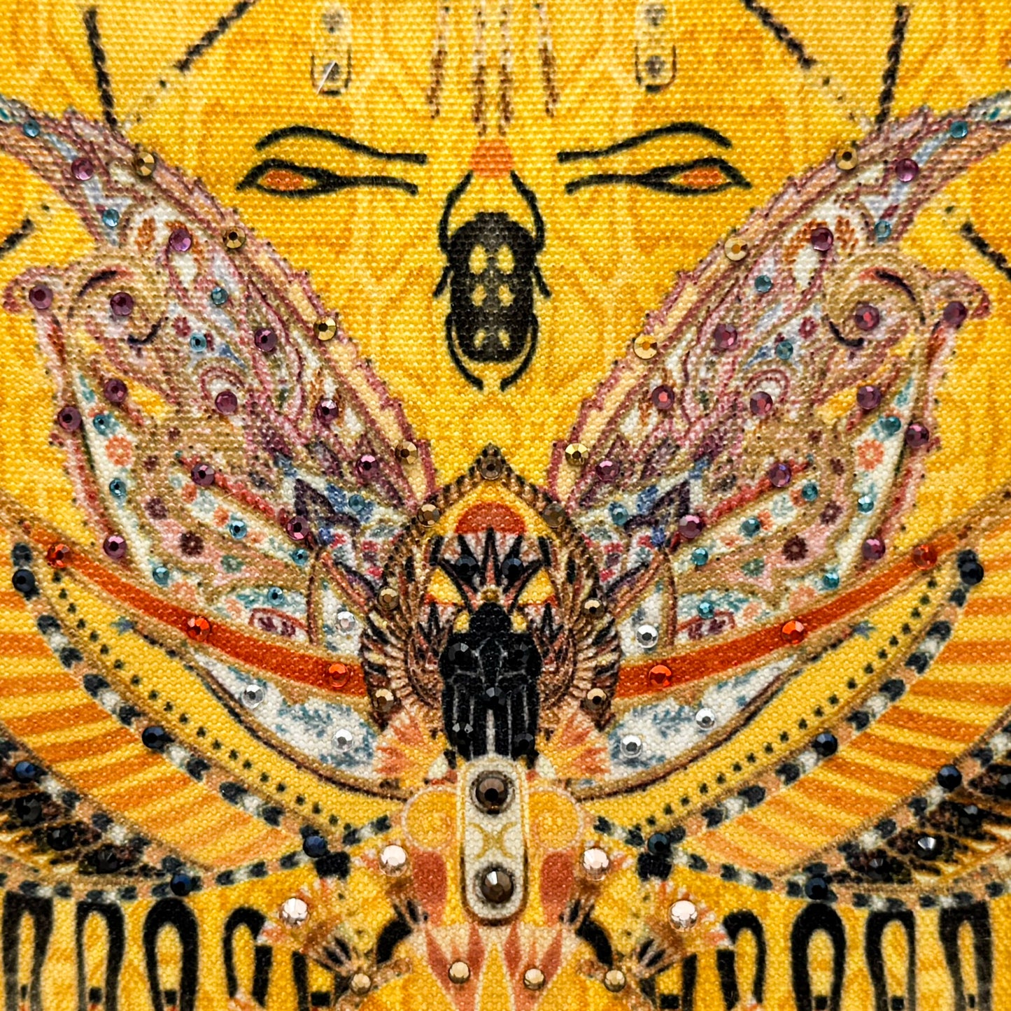 Camilla Valley Of The Kings Yellow Canvas Embellished Clutch Bag