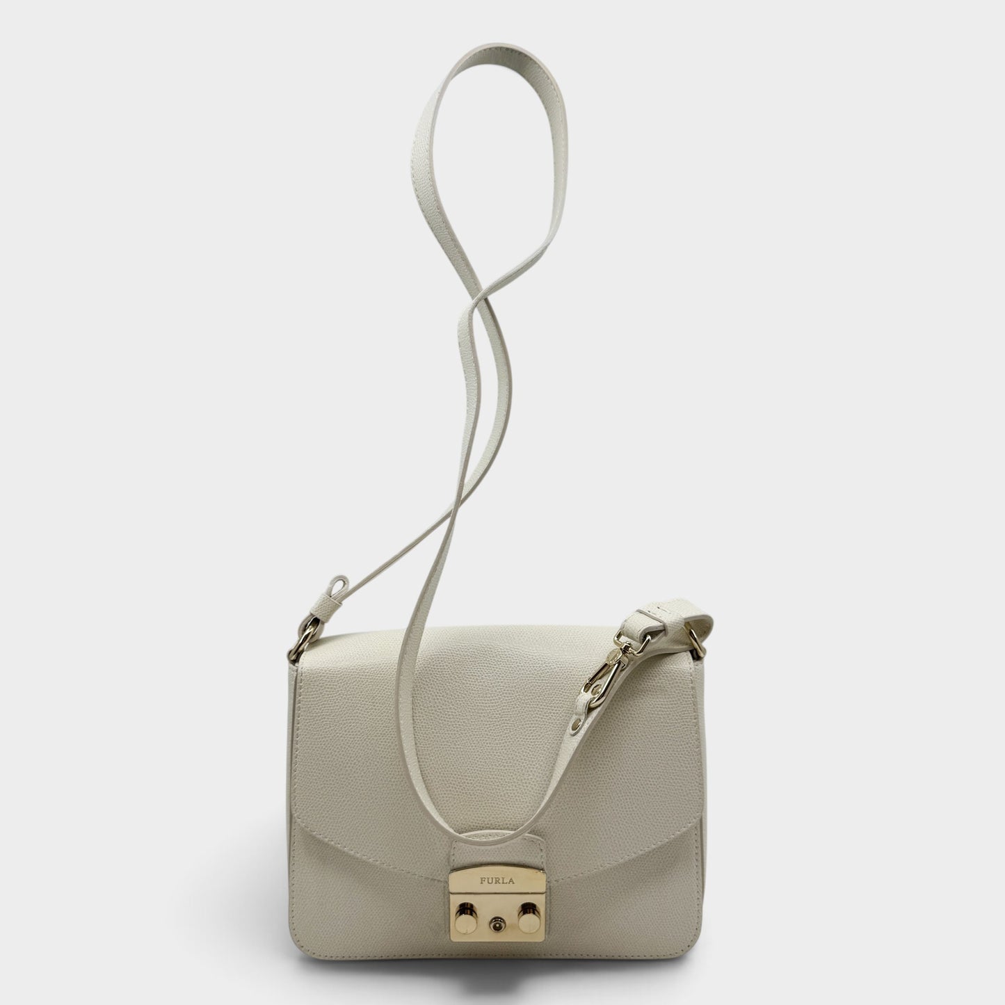Furla Metropolis Off White Grain Leather Shoulder & Crossbody Bag