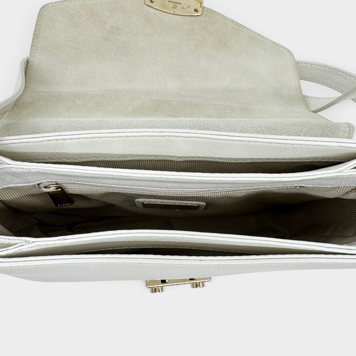 Furla Metropolis Off White Grain Leather Shoulder & Crossbody Bag