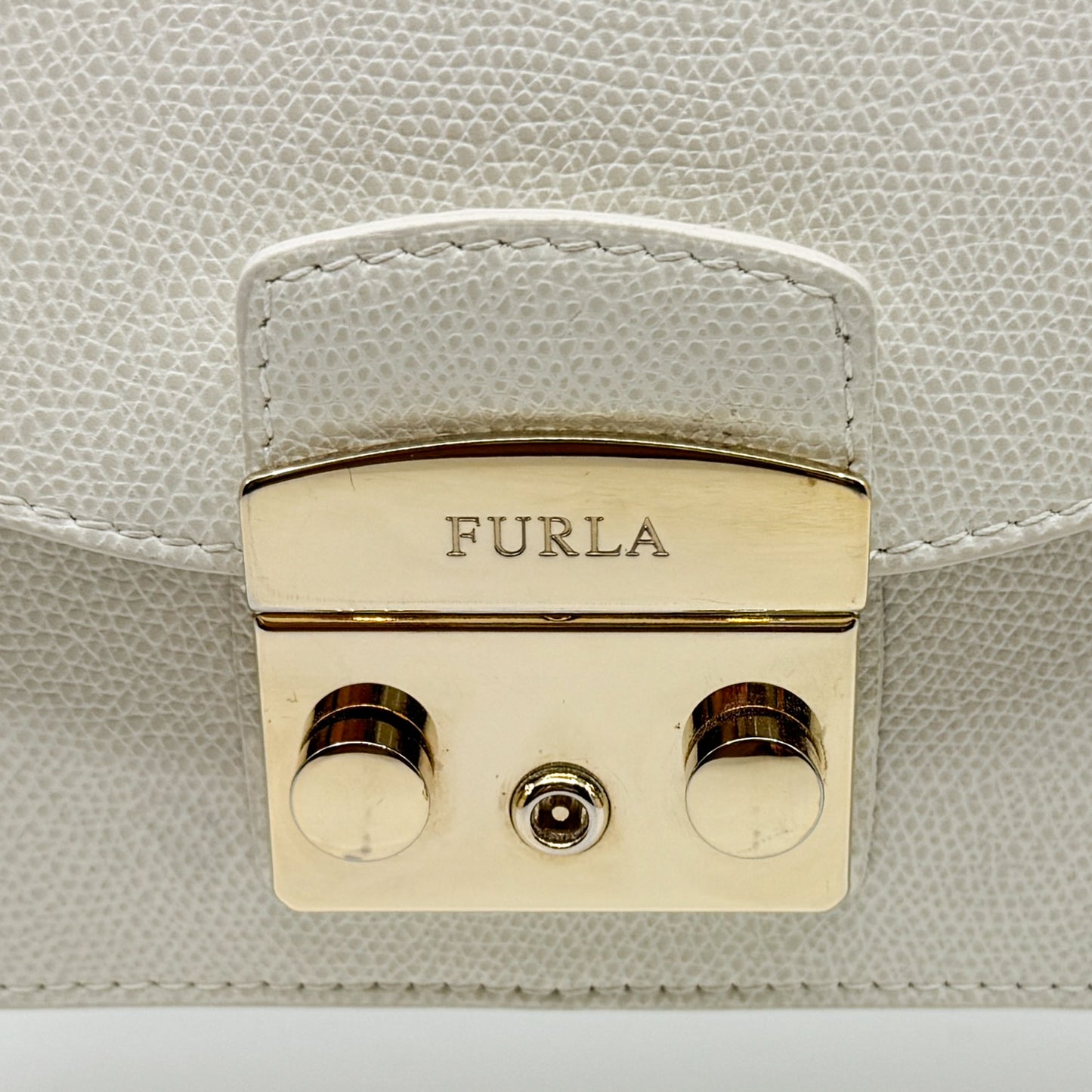 Furla Metropolis Off White Grain Leather Shoulder & Crossbody Bag