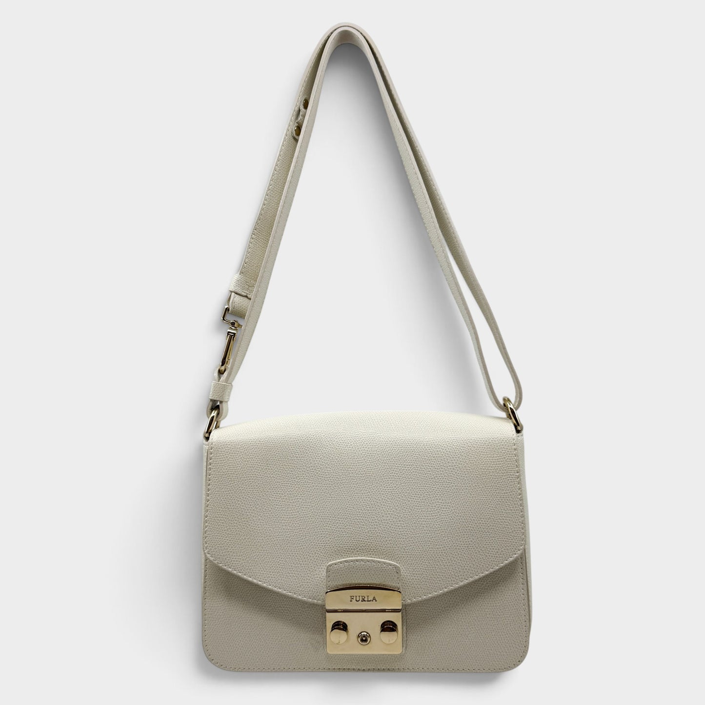 Furla Metropolis Off White Grain Leather Shoulder & Crossbody Bag