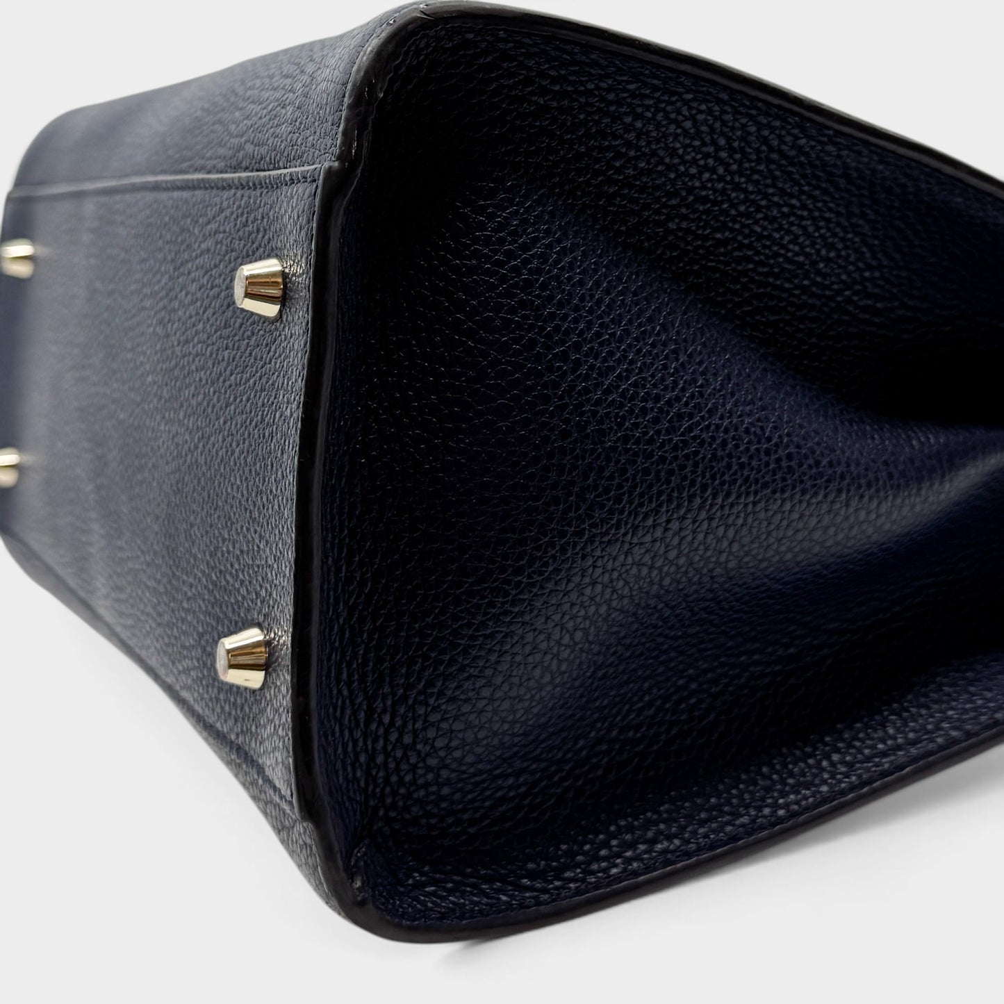 Furla Navy Blue Grain Leather Handbag