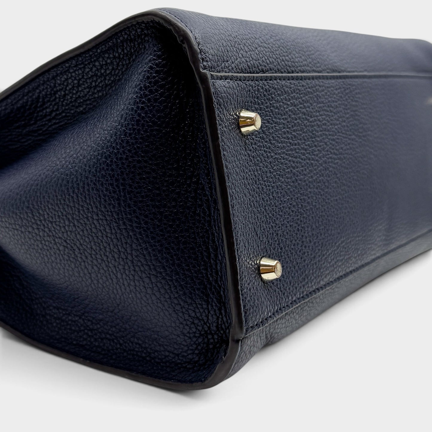 Furla Navy Blue Grain Leather Handbag