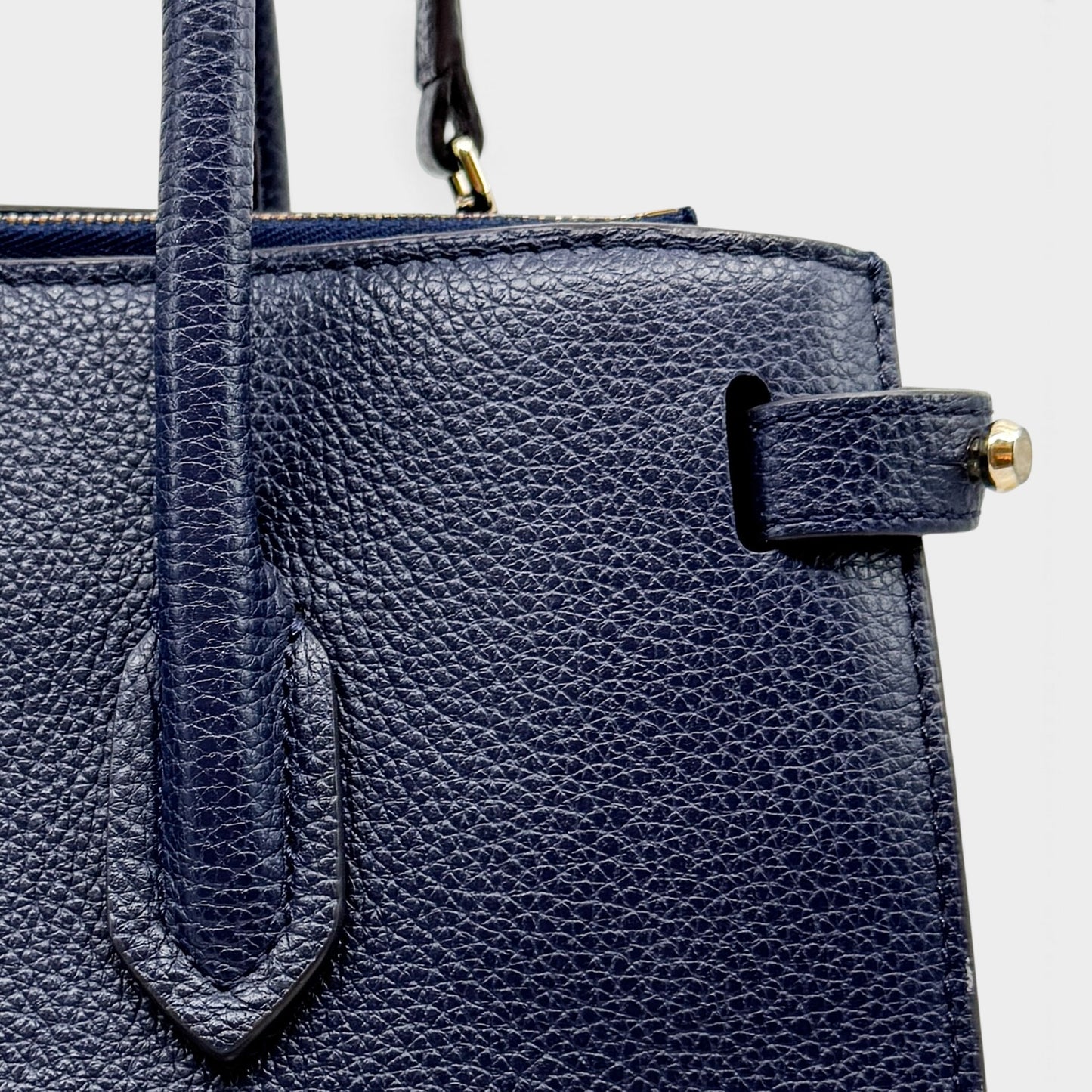 Furla Navy Blue Grain Leather Handbag