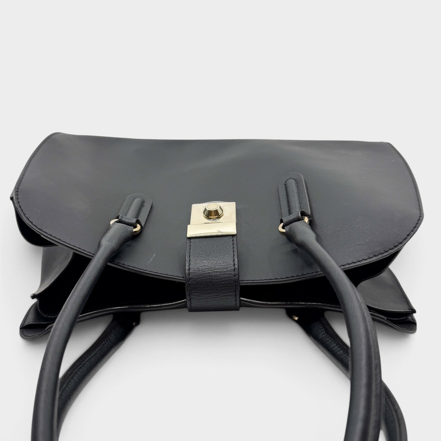 Furla Black Smooth Leather Milano Tote Handbag