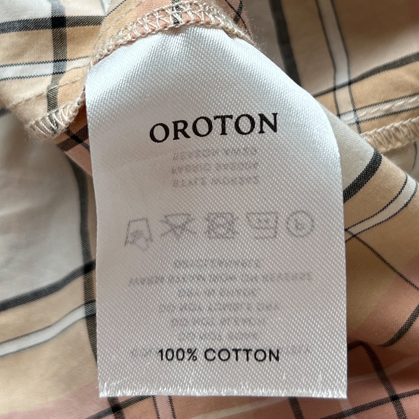 Oroton Pink & Beige Cotton Check Wrap Shirt Dress AU14 ~ Large