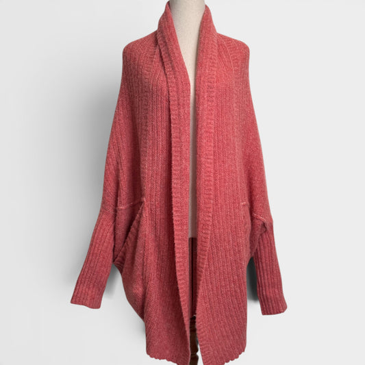Paychi Guh Coral Pink Cashmere Cocoon Cardigan One Size [NEW]