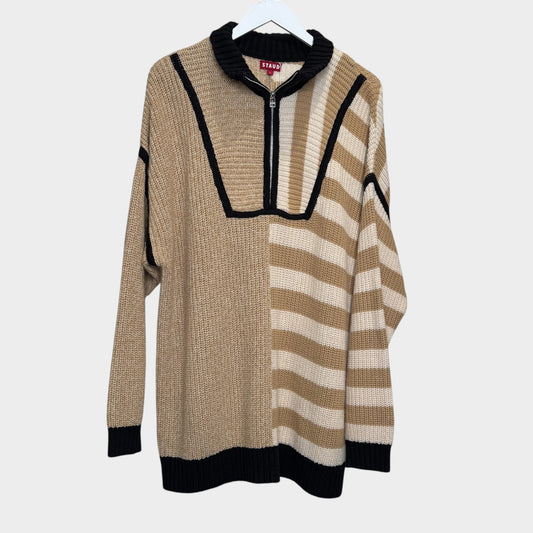 Staud Beige Brown Cotton Mix Hampton Jumper Large