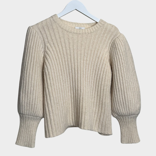 CO Cream Ribbed Alpaca Mix Balloon Sleeve Jumper Medium ~ Large