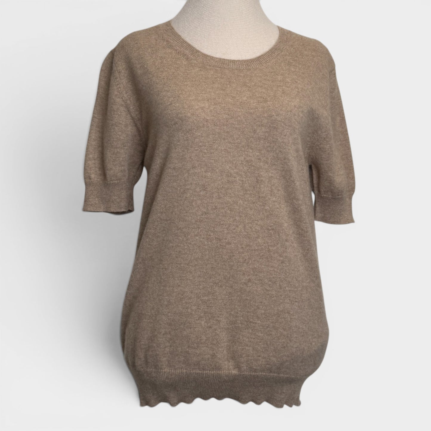 Cruciani Beige Marle Cashmere Short Sleeve Knit AU10-12