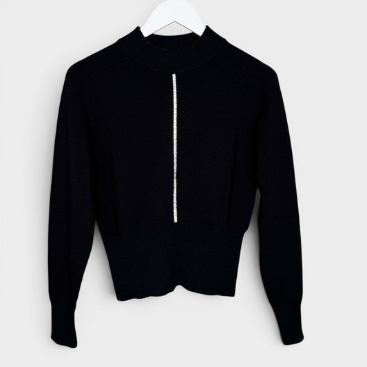 Christopher Kane Black Crystal Wool Knit Jumper Medium