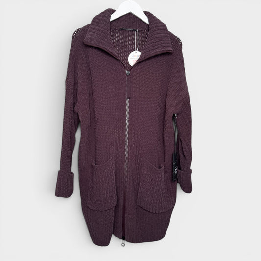 Annette Gortz Grape Purple Ribbed Lilit Cardigan Small ~ Medium ~ Large