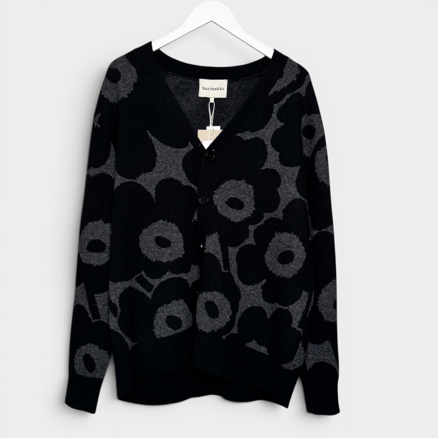 Marimekko Grey Black Unikko Cardigan Medium ~ Large