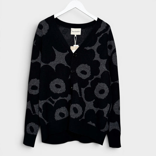 Marimekko Grey Black Unikko Cardigan Medium ~ Large