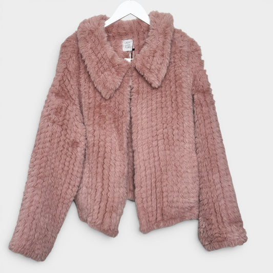 Lady Luxe Rose Pink Faux Fur Leola Jacket Medium ~ Large