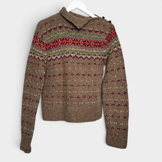 Ralph Lauren Multicolour Hand Knit Wool Jumper Large [Vintage]
