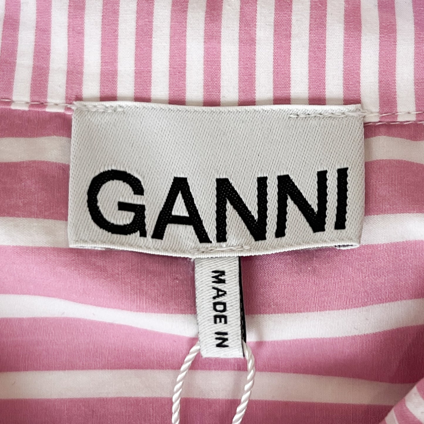 Ganni Pink & White Cotton Striped Shirt Medium ~ EU38 ~ AU10