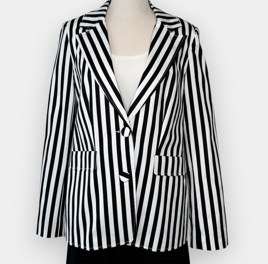 Kamare Black and White Vi Striped Blazer Jacket Medium ~ AU12