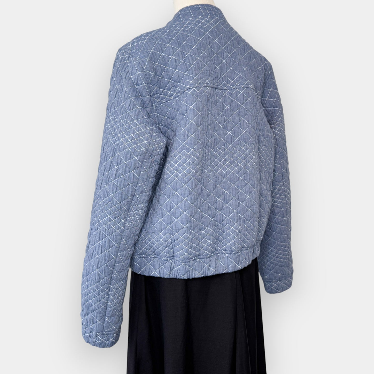 Cable Melbourne Blue Quilted Chambray Bomber Jacket Medium ~ AU12-14