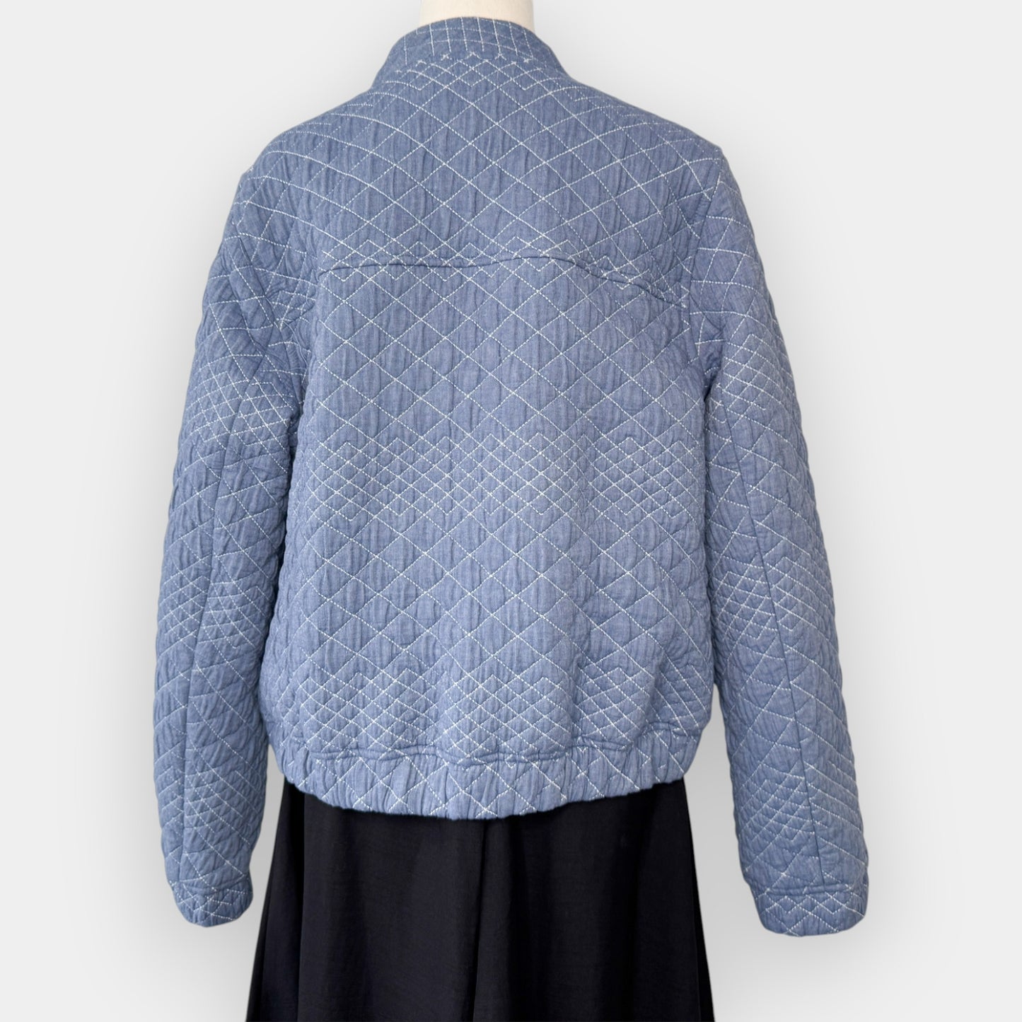 Cable Melbourne Blue Quilted Chambray Bomber Jacket Medium ~ AU12-14