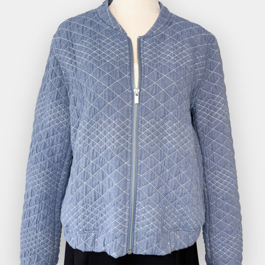 Cable Melbourne Blue Quilted Chambray Bomber Jacket Medium ~ AU12-14