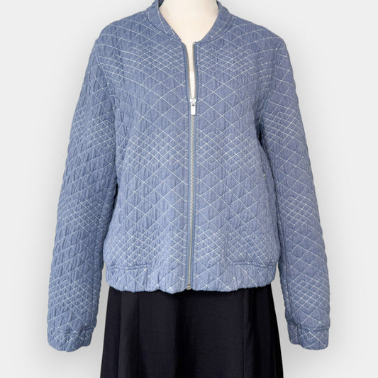 Cable Melbourne Blue Quilted Chambray Bomber Jacket Medium ~ AU12-14