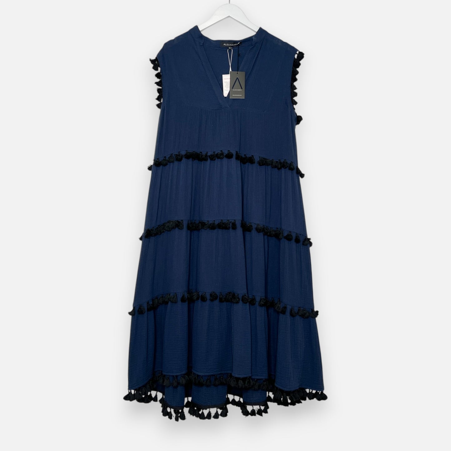 Alexandra Labrynth Navy Cotton Midi Dress Medium ~ AU12 [NEW]