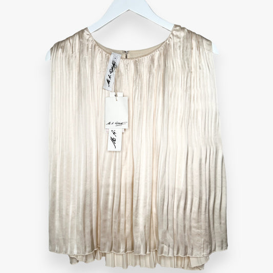 M.A.Dainty Cream Sleeveless Pleated Cylinder Top AU10 [NEW]