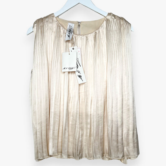 M.A.Dainty Cream Sleeveless Pleated Cylinder Top AU8 [NEW]