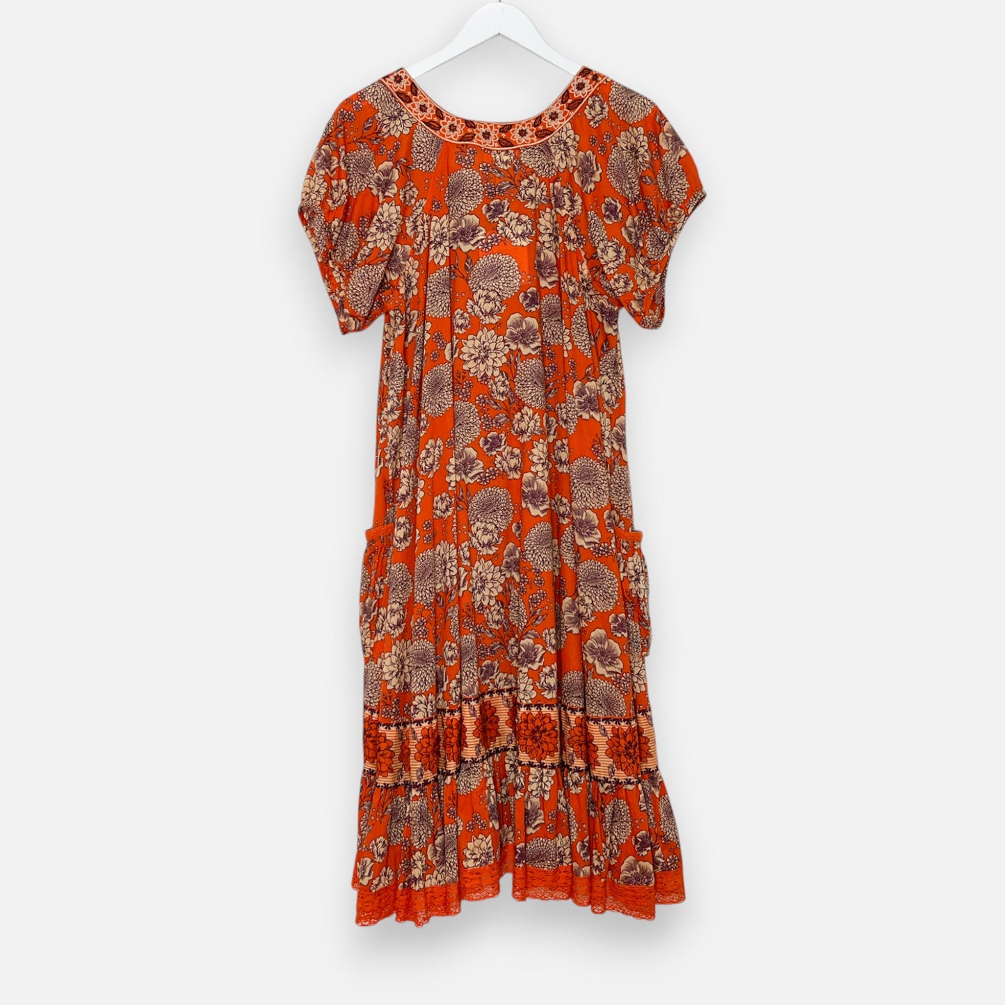 Naudic Orange Floral 'Florence' Sao Paulo Midi Dress Large ~ AU12-14 [NEW]