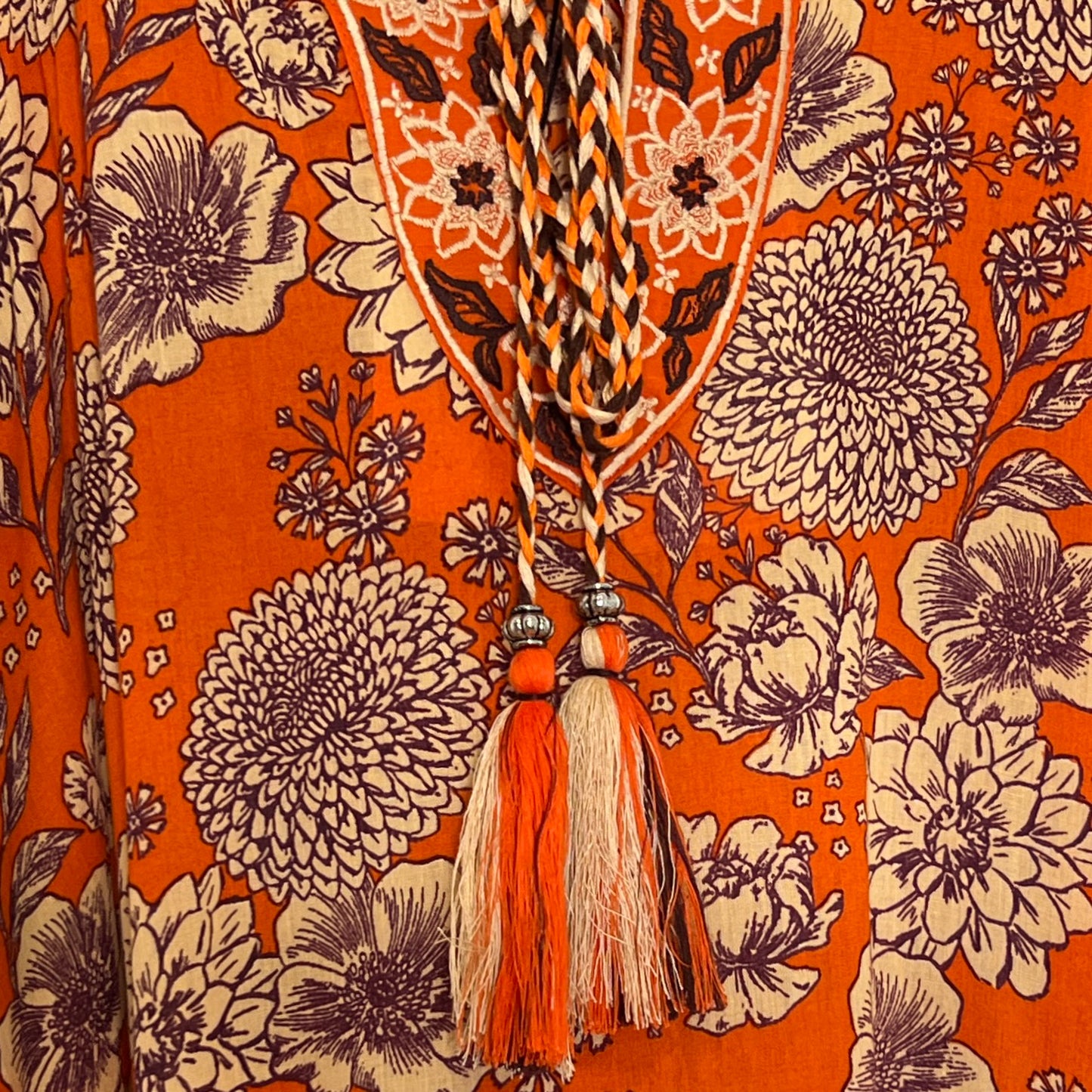 Naudic Orange Floral 'Florence' Sao Paulo Midi Dress Large ~ AU12-14 [NEW]