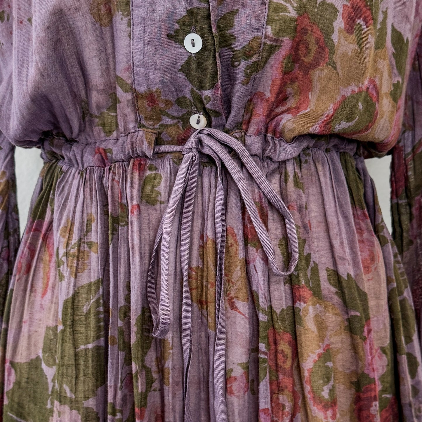 Metta Melbourne Purple Floral Fine Cotton Shirt Dress Small-Medium ~ AU10-12