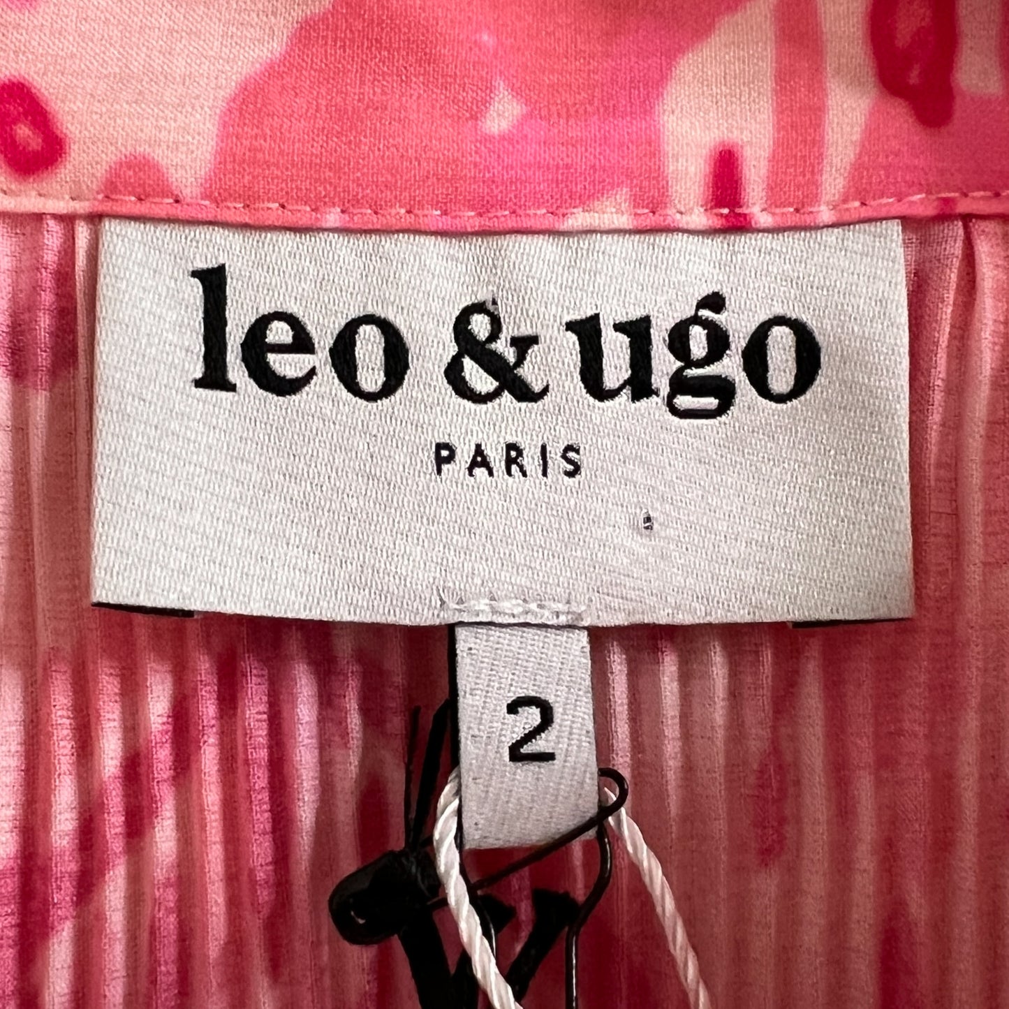 Leo & Ugo Paris Ikat Print Pink Pleated Blouse 2 ~ Medium [NEW]