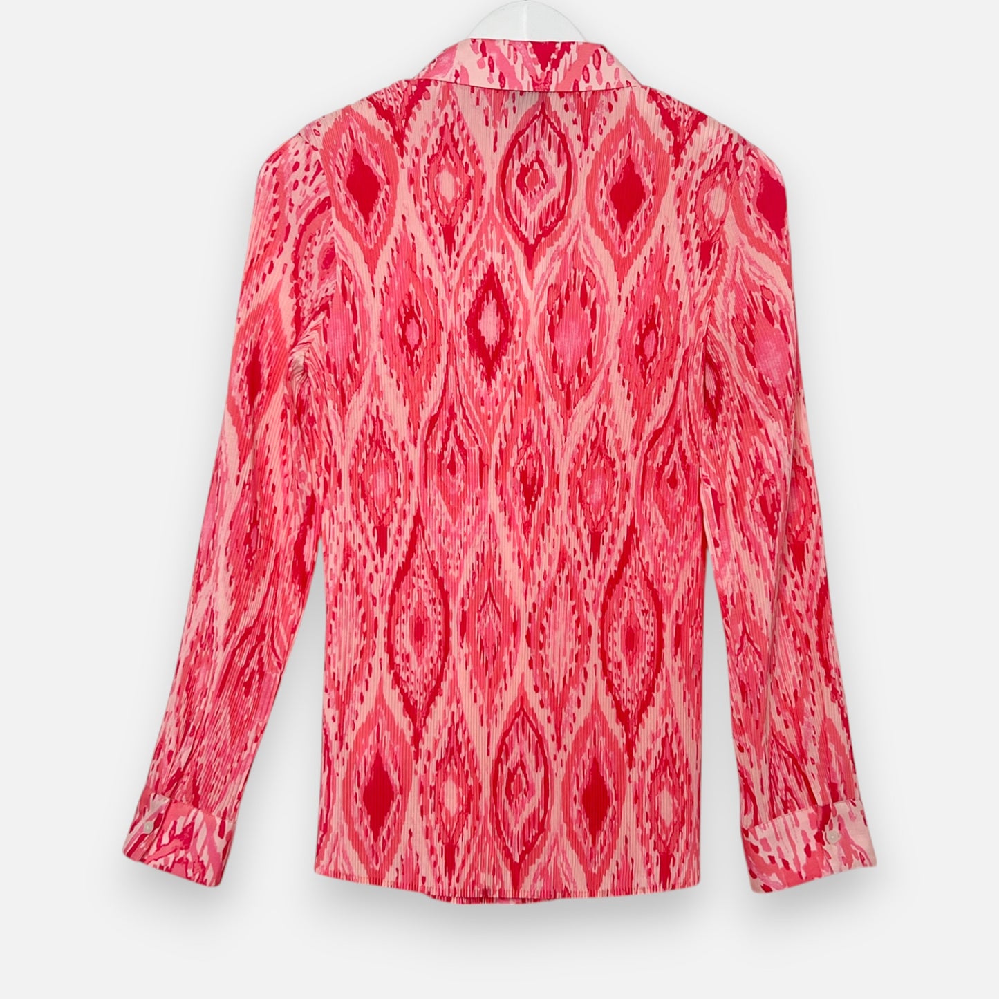 Leo & Ugo Paris Ikat Print Pink Pleated Blouse 2 ~ Medium [NEW]