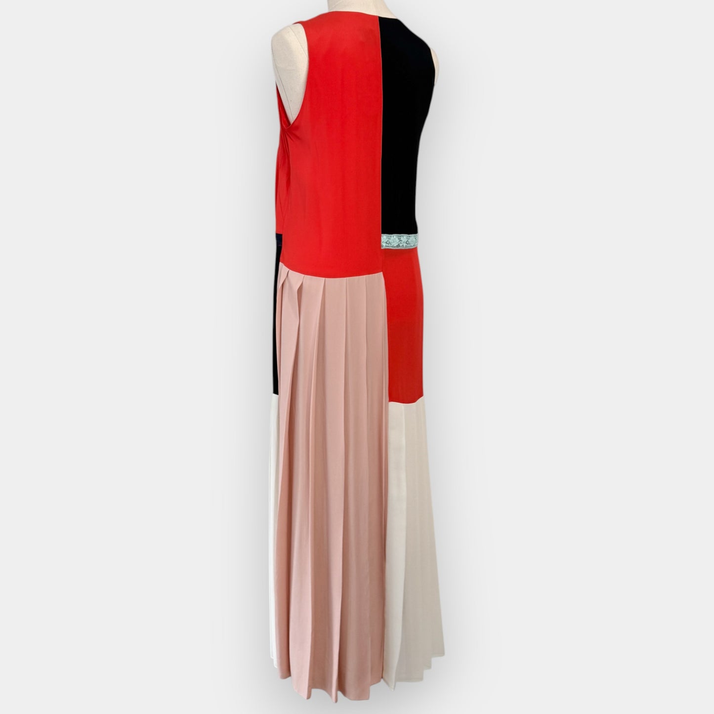 Paul Smith Black Coral Blush Silk Blend Pleated Dress EU40 ~ AU10 [NEW]