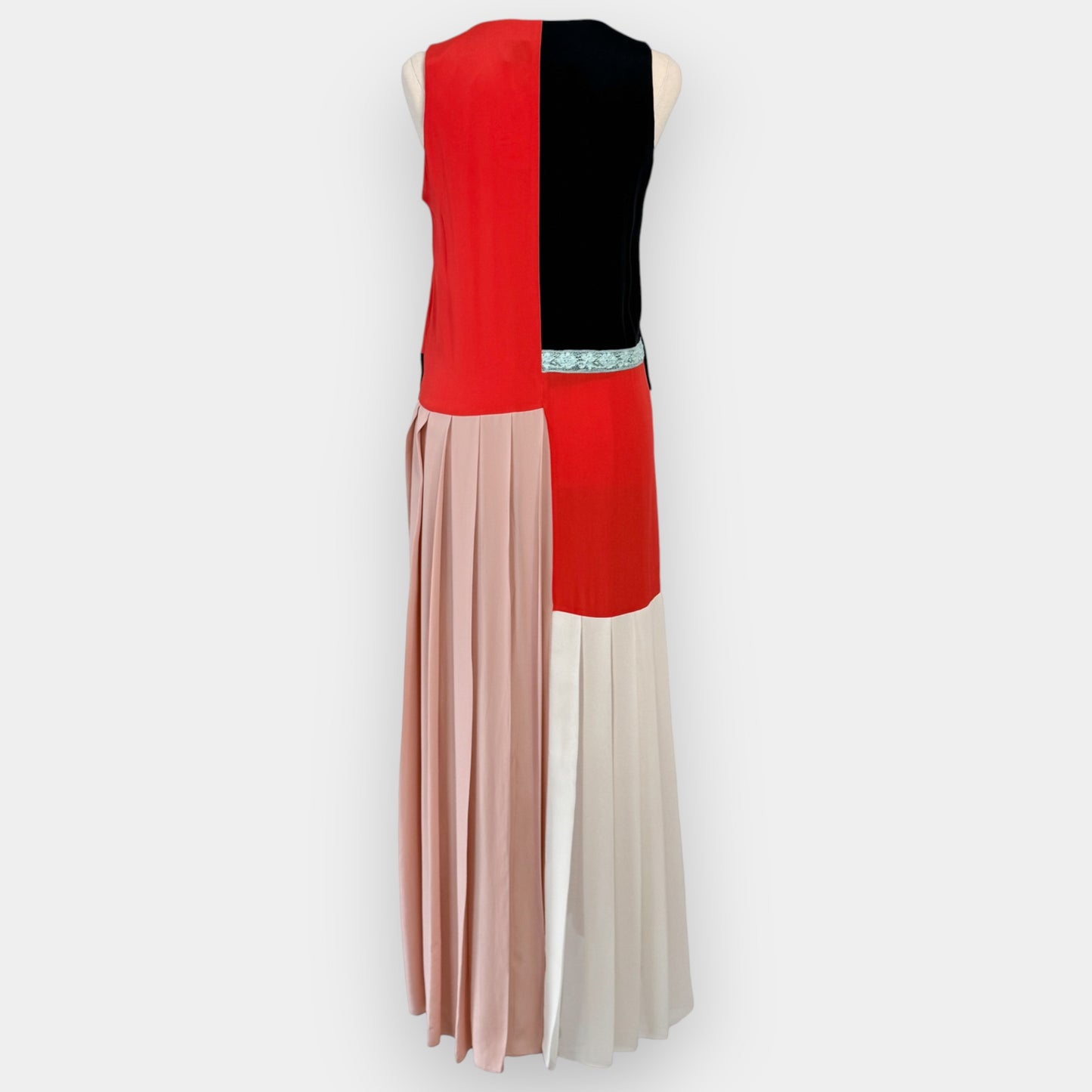 Paul Smith Black Coral Blush Silk Blend Pleated Dress EU40 ~ AU10 [NEW]