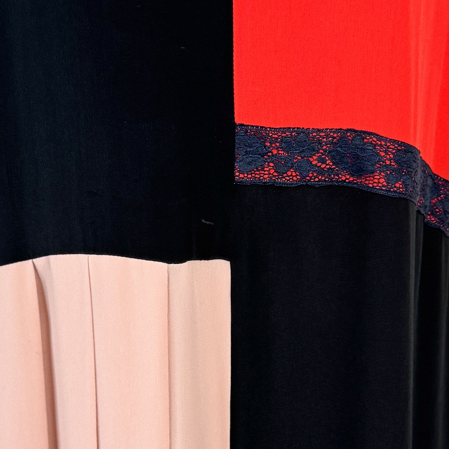 Paul Smith Black Coral Blush Silk Blend Pleated Dress EU40 ~ AU10 [NEW]