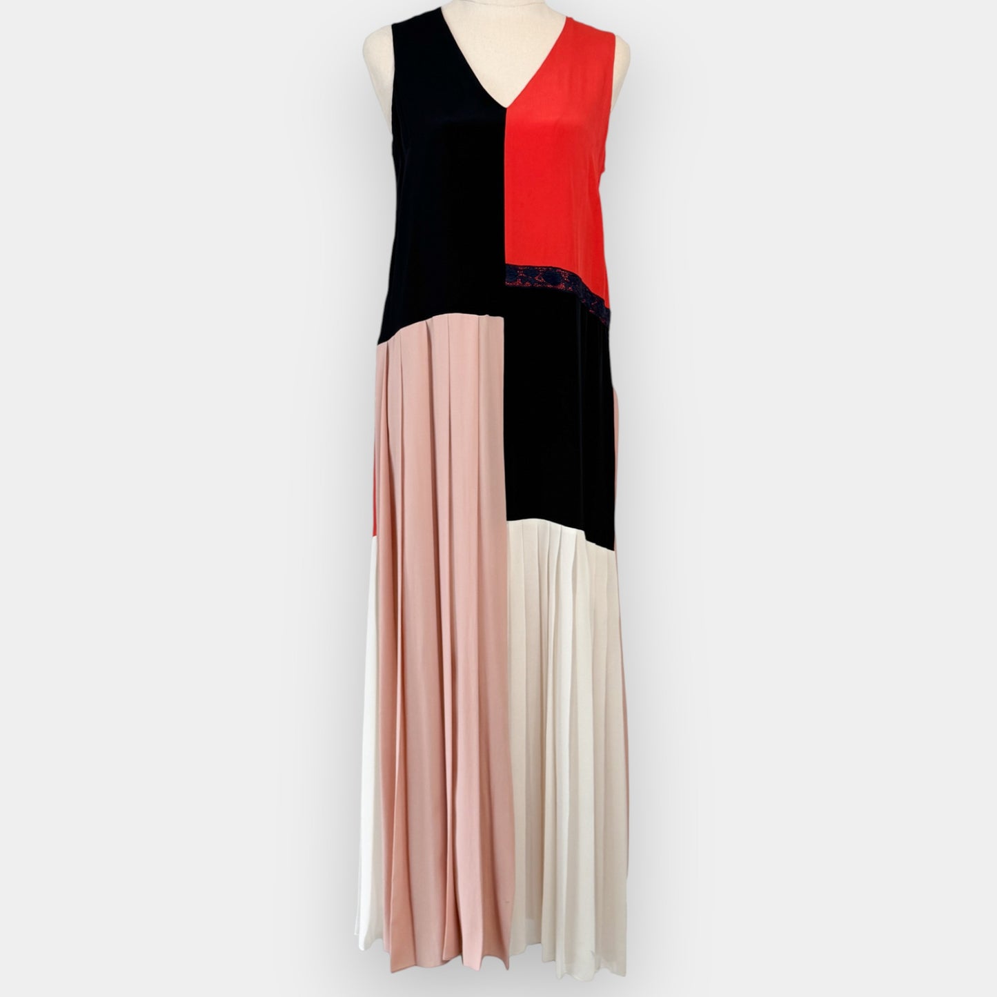 Paul Smith Black Coral Blush Silk Blend Pleated Dress EU40 ~ AU10 [NEW]