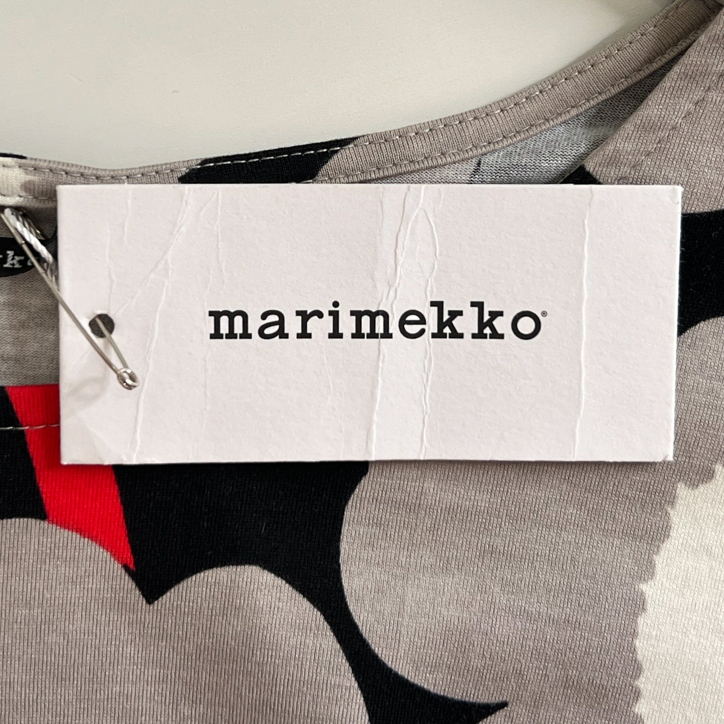 Marimekko Unikko Trikoo Grey & Red Floral Dress Small ~ AU8-10 [NEW]