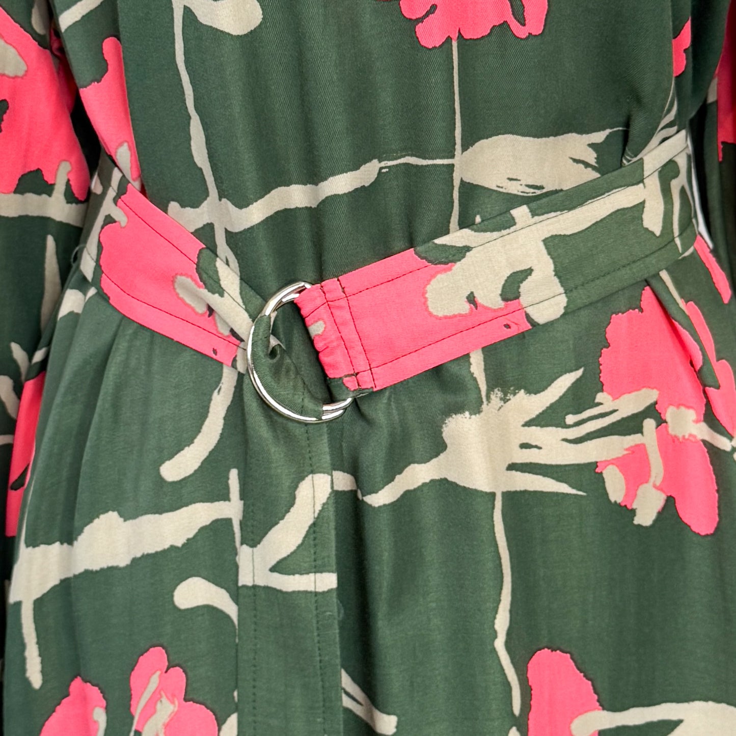 Marimekko Green & Pink Floral Polka Ruutukukka Dress EU36 ~ AU8