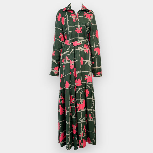 Marimekko Green & Pink Floral Polka Ruutukukka Dress EU36 ~ AU8