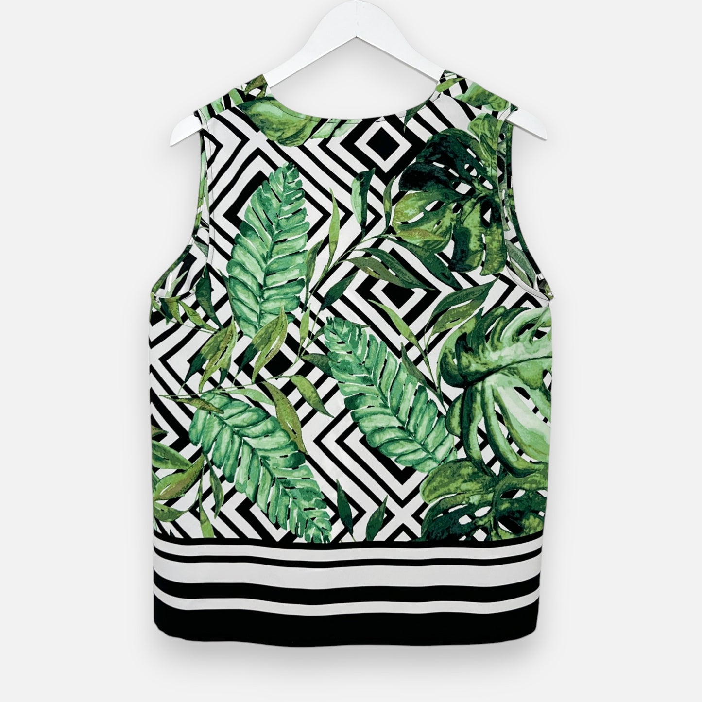 Joseph Ribkoff Green & White Palm Print Top AU12 ~ US10 ~ Medium [NEW]