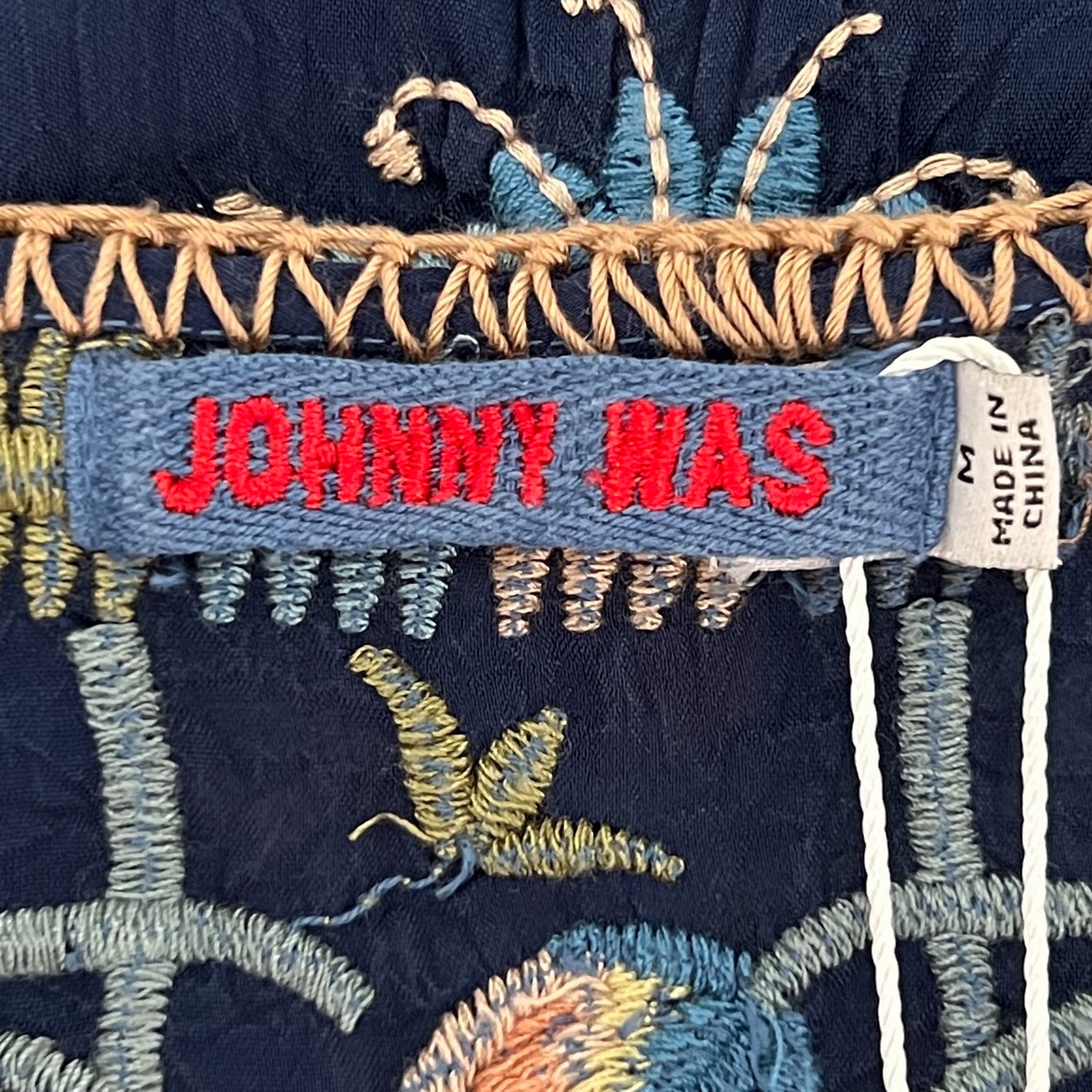 Johnny Was Blue Embroidered Top Medium ~ AU10-12